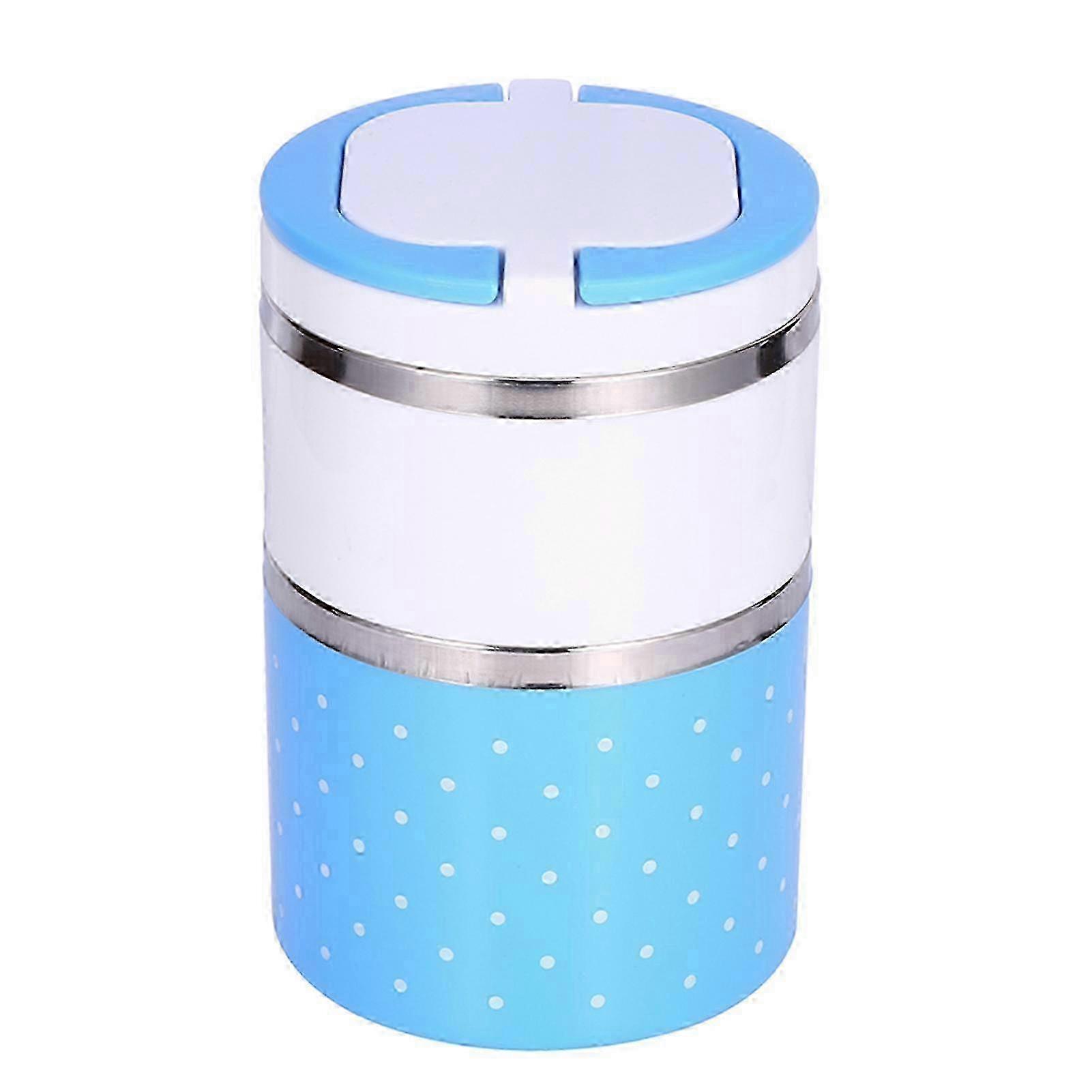 2 Layer Stainless Steel Insulation Thermo Thermal Lunch Box Food Container Hot,Blue