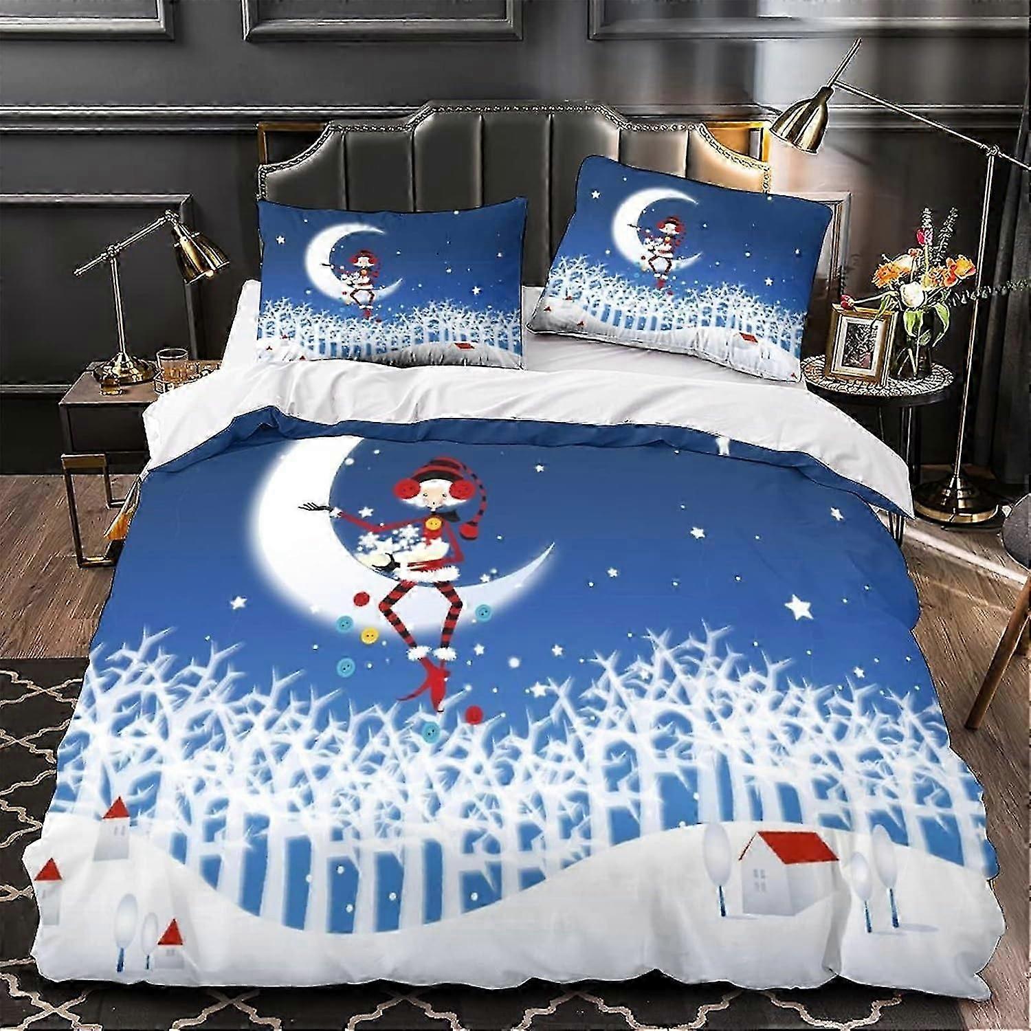 Conjunto de Capa de Edredom com Conjunto de Presente de Natal com Impressão de Natal para Crianças Adolescentes Adultos Capa de Edredom com Fechamento