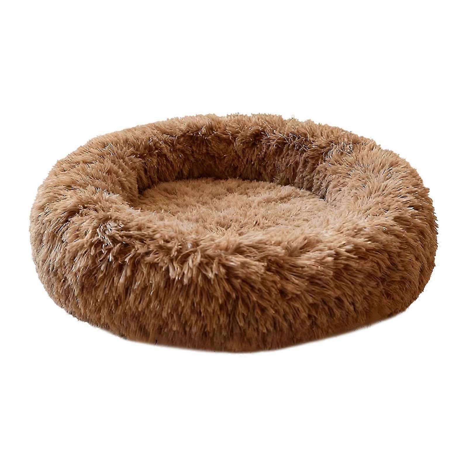Round Pet Nest Bed Fuzzy Cat Bed Calming Donut Bed with Non-Slip Bottom Washable Fluffy Dog Bed for Small Medium Dogs And Cats