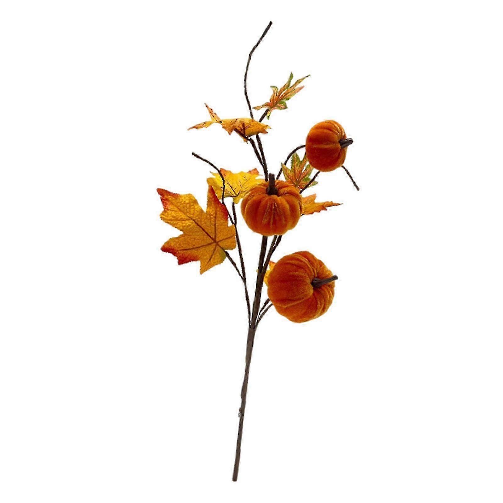 Artificial Fall Pumpkins Maple Leaf Branch 22.4inch Long for Farmhouse Decor