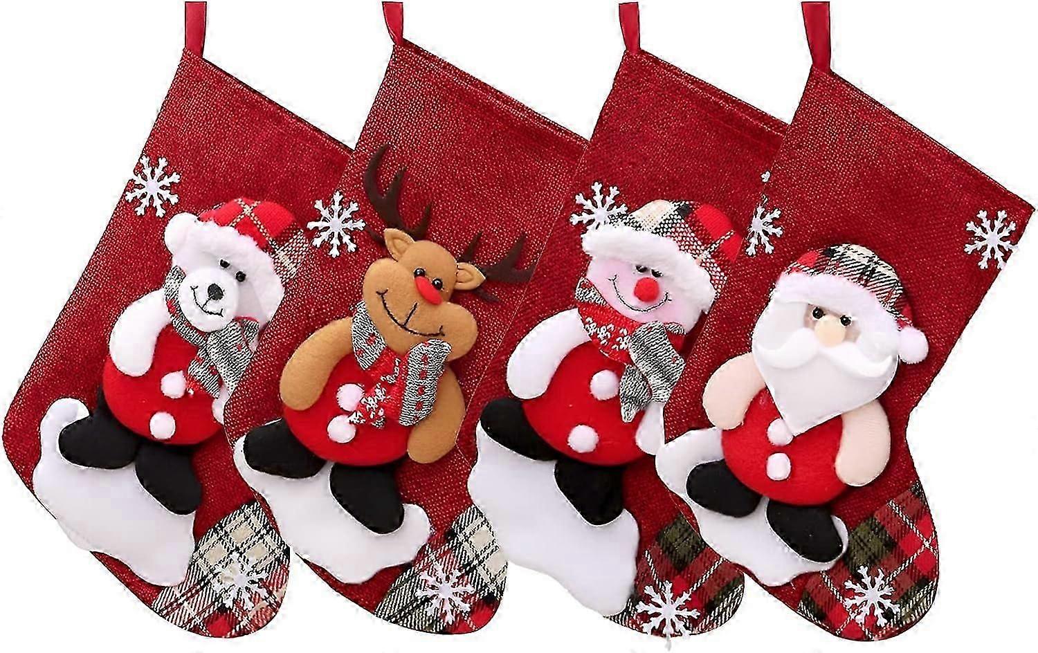 Christmas Stocking 4 Pack Christmas Creative Doll Santa Boots Gift Bag Christmas Tree Pendant Christmas Decoration Christmas Party Decoration