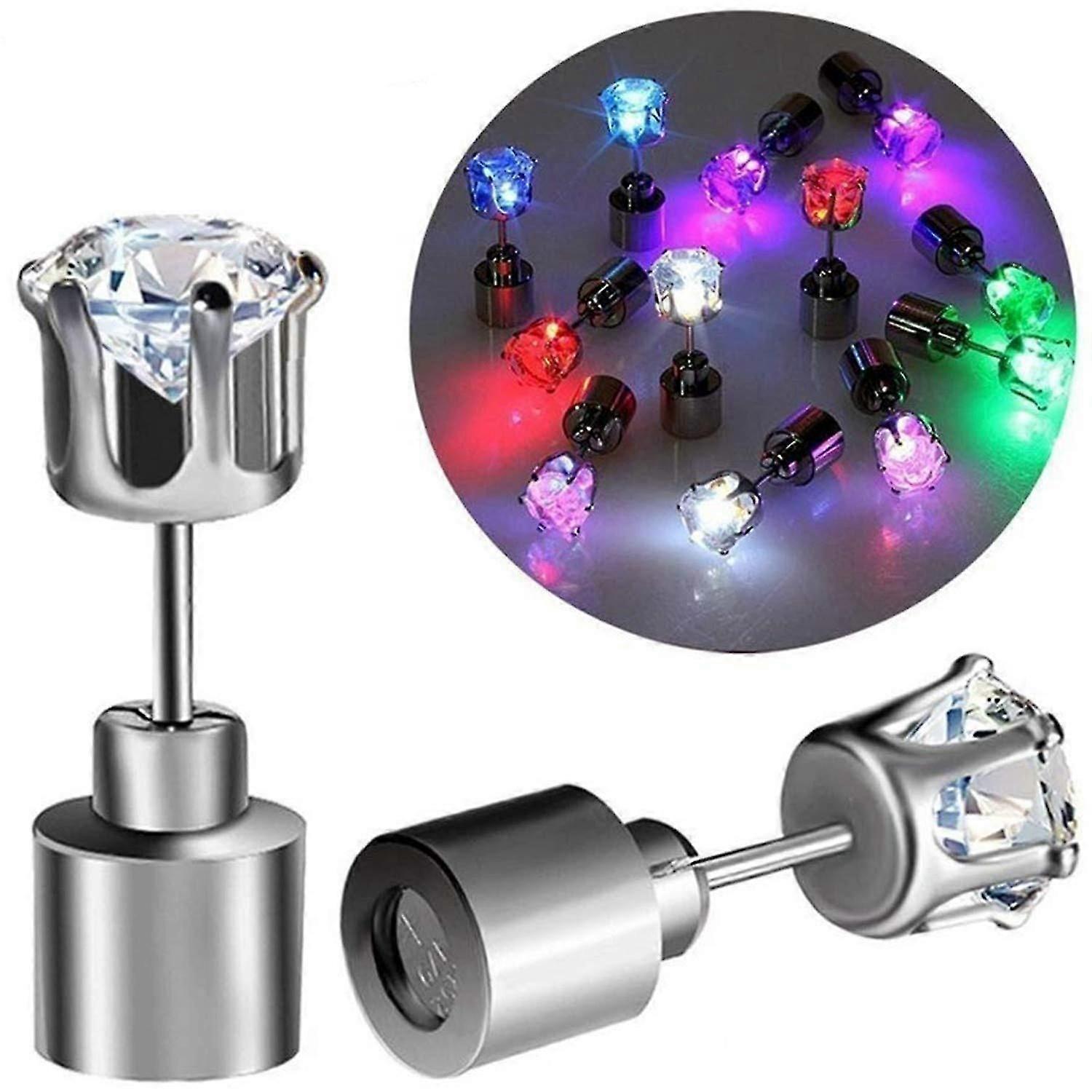 (multi-color, 2 Pair Stylish Led Blinking Studs Earrings Shinning Flashing Crystal Pendant For Party Festival