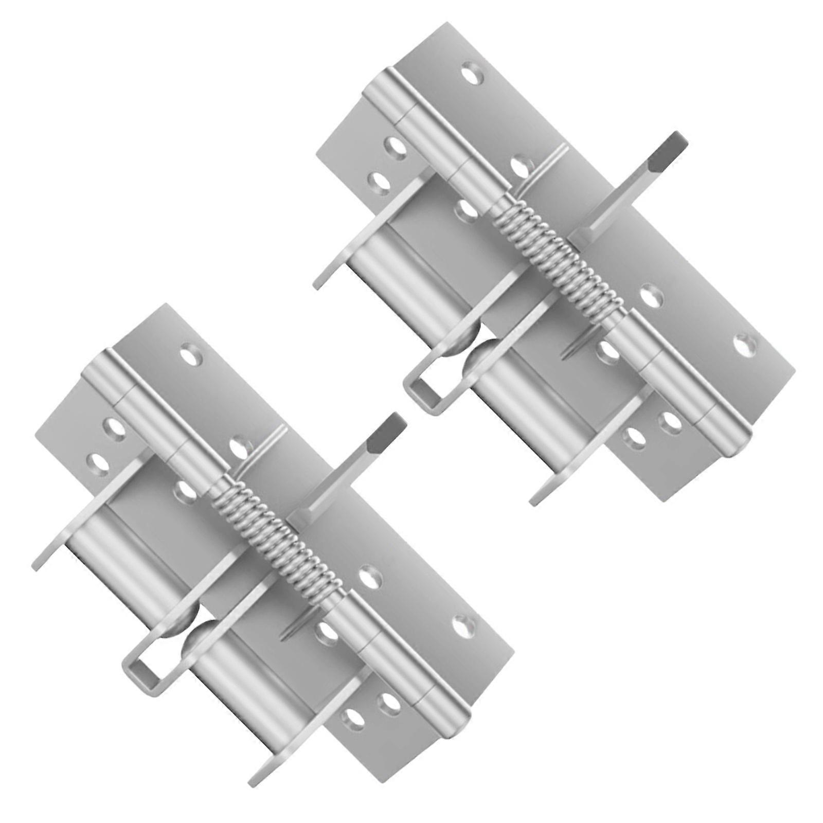 2Pcs 90 Degree Positioning Locking Hinge Buffer Rebound Device  Automatic Door Closer Hinge for Cabinet Wardrobe  Silver