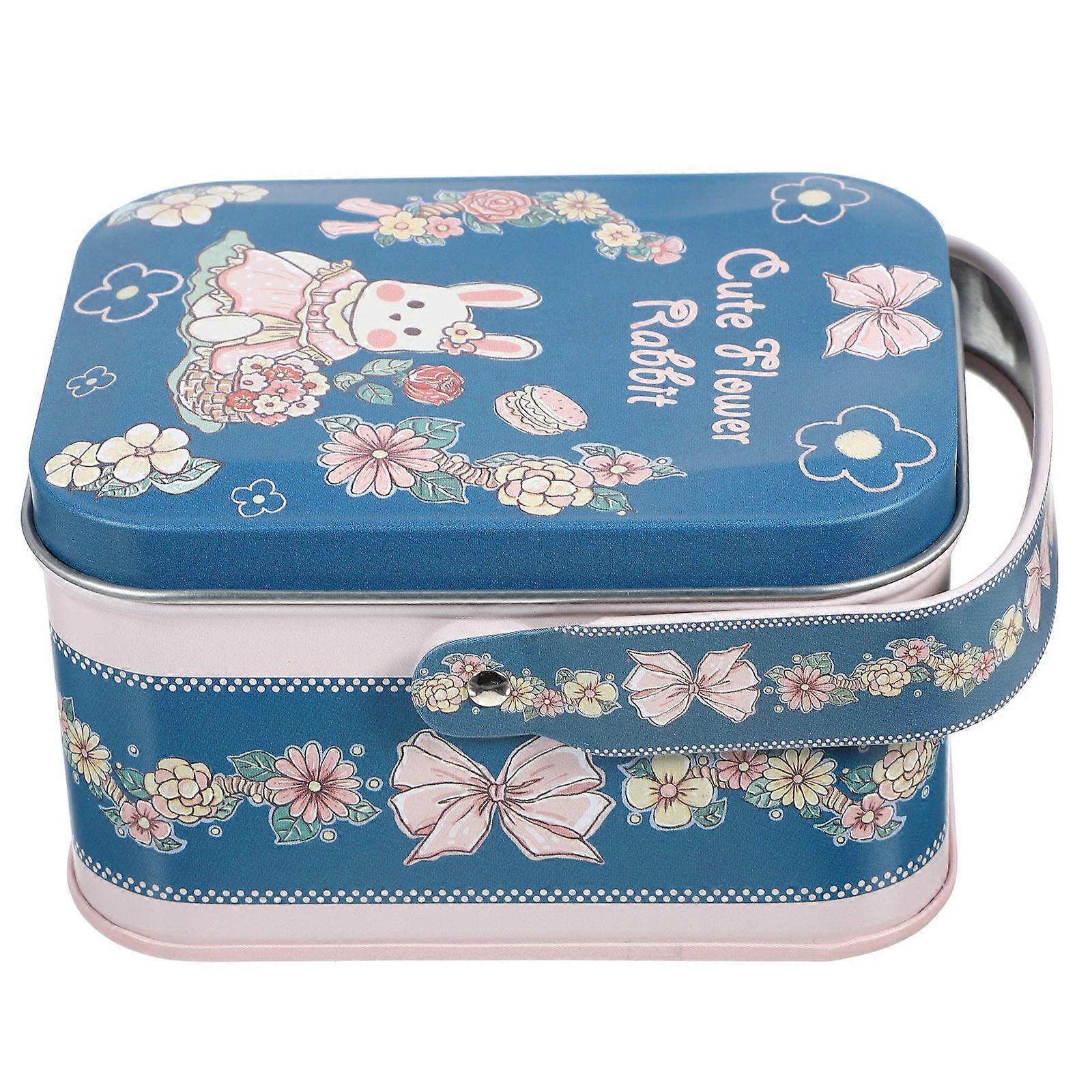 Blue Metal Storage Box for Storage Milk Candy Tinplate Gift Box