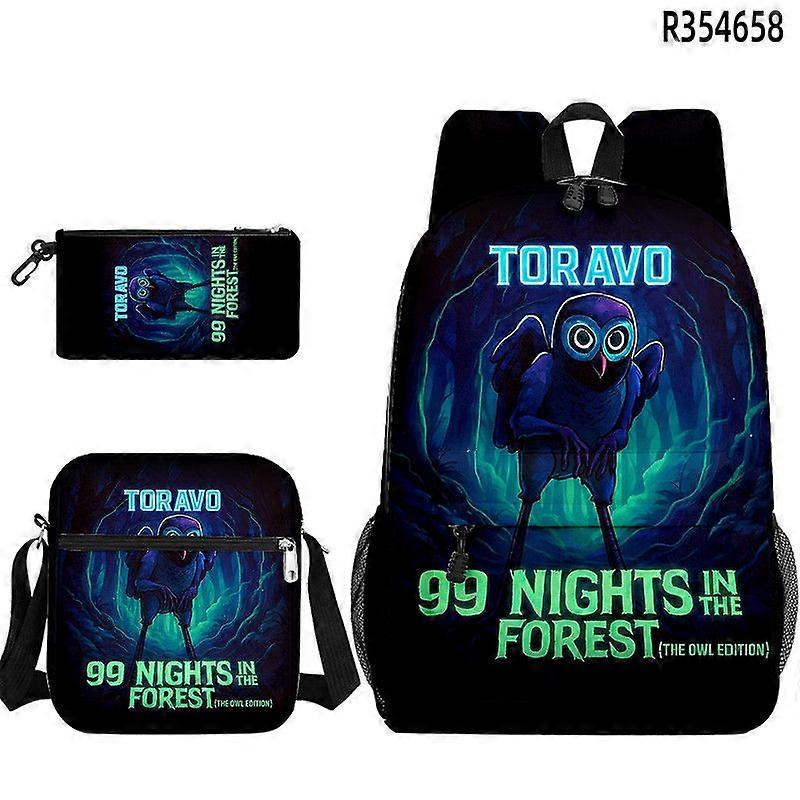 משחק תלת-ממדי 99 לילות ביער תרמיל גב, קלמר, תיק כתף, סט שלושה חלקים