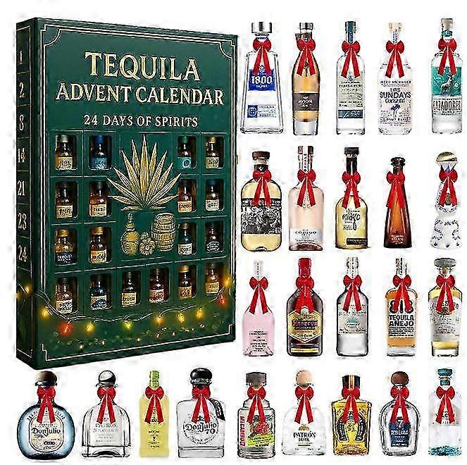 Tequila Advent Calendar, 24 Days of Spirits, 2D Acrylic Advent Calendar 2025, Tequila 24 Days Christmas Countdown Calendar, Each Door Opens