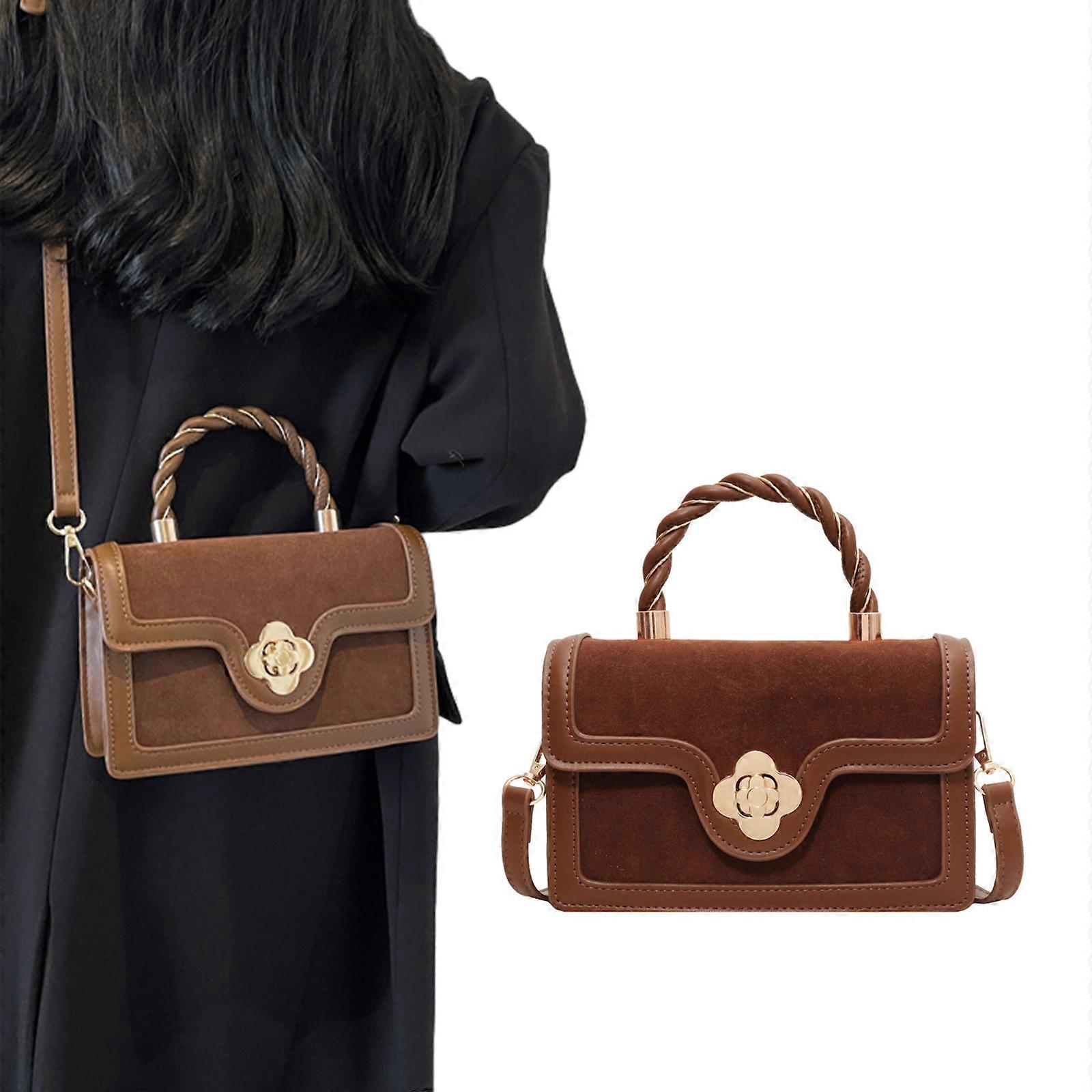 תיק כתף מט אופנתי לנשים תיק קרוסבודי קומפקטי נהדר לחג וקניות חום