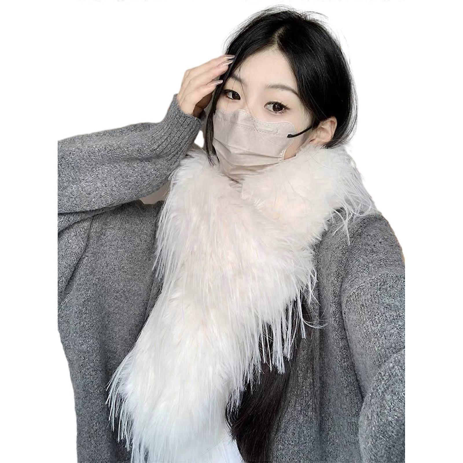Écharpe en fourrure à la mode pour Noël, aventures hivernales et sorties décontractées Écharpe en fourrure élégante écharpe de Noël blanche
