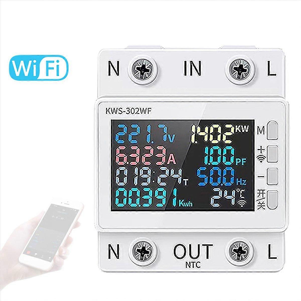 2X Tuya WiFi Power Meter Color Screen 2P Multifunction AC Energy Meter Mobilephone Remotely APP Cont