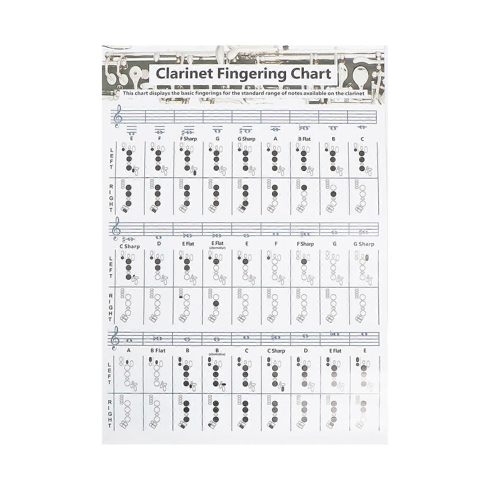 Clarinet Chord Learning Guide for Clarinet Practice Chart 1Pcs Assorted Color