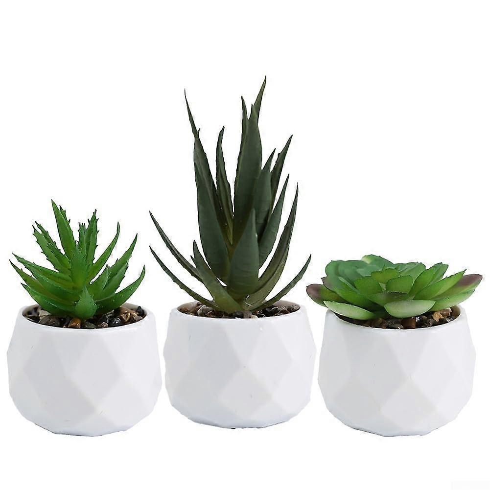Artificial Succulent Plants Set of 3 in PVC Pots for Home and Office Desk Decoration