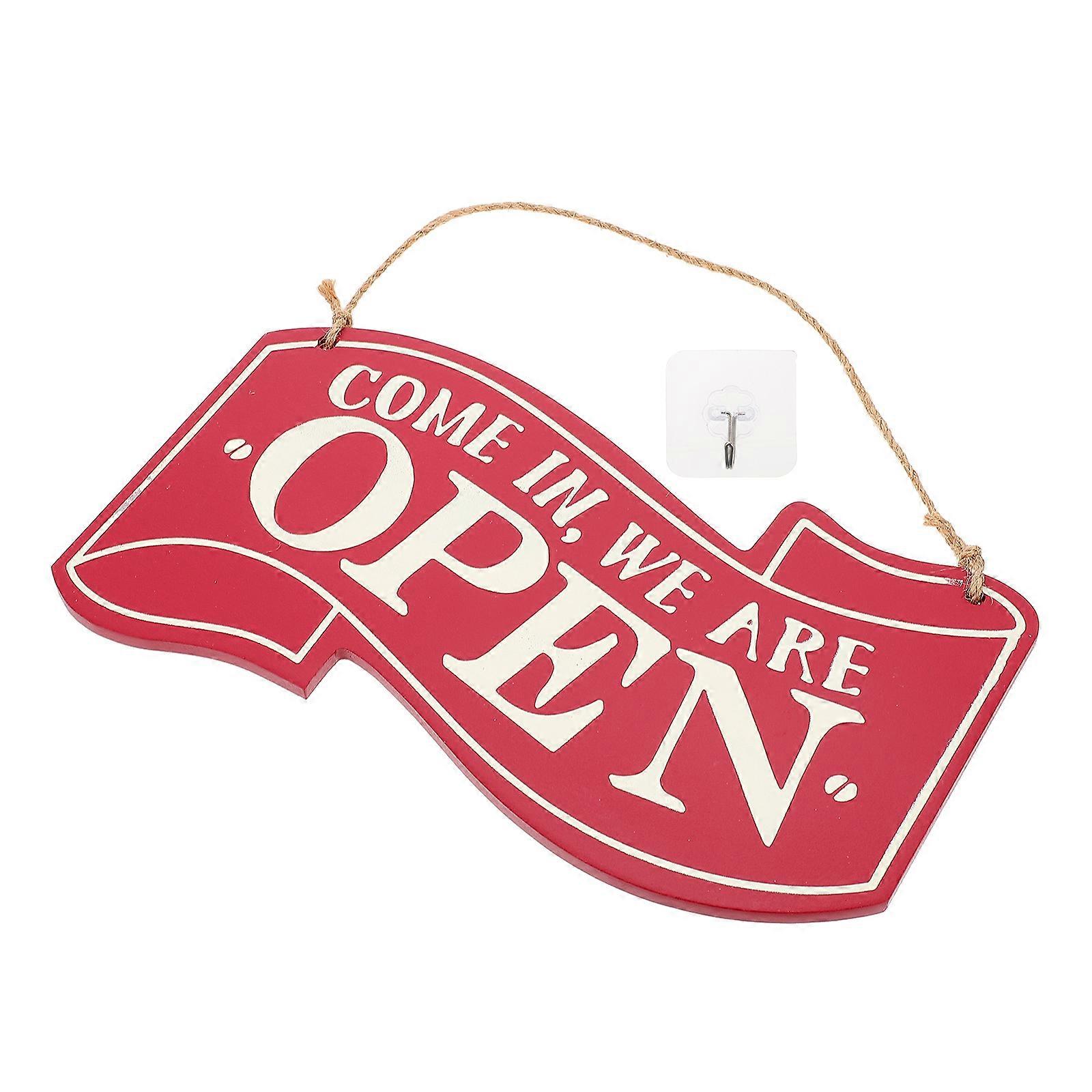 Door Sign Decorative Open Closed Sign for Store 2Pcs Retro Red Accessory
