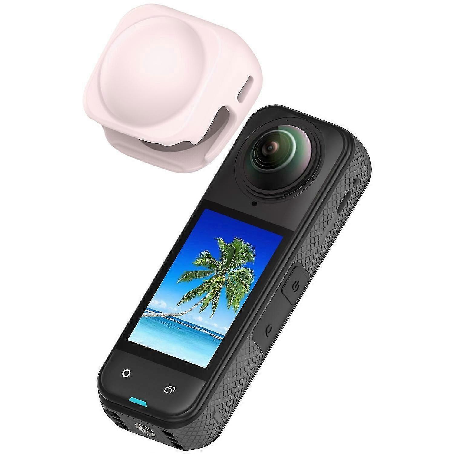 For Insta360 X5 X4 Anti-Scratch Camera Lens Protector Flexible Silicone Case - Light Pink