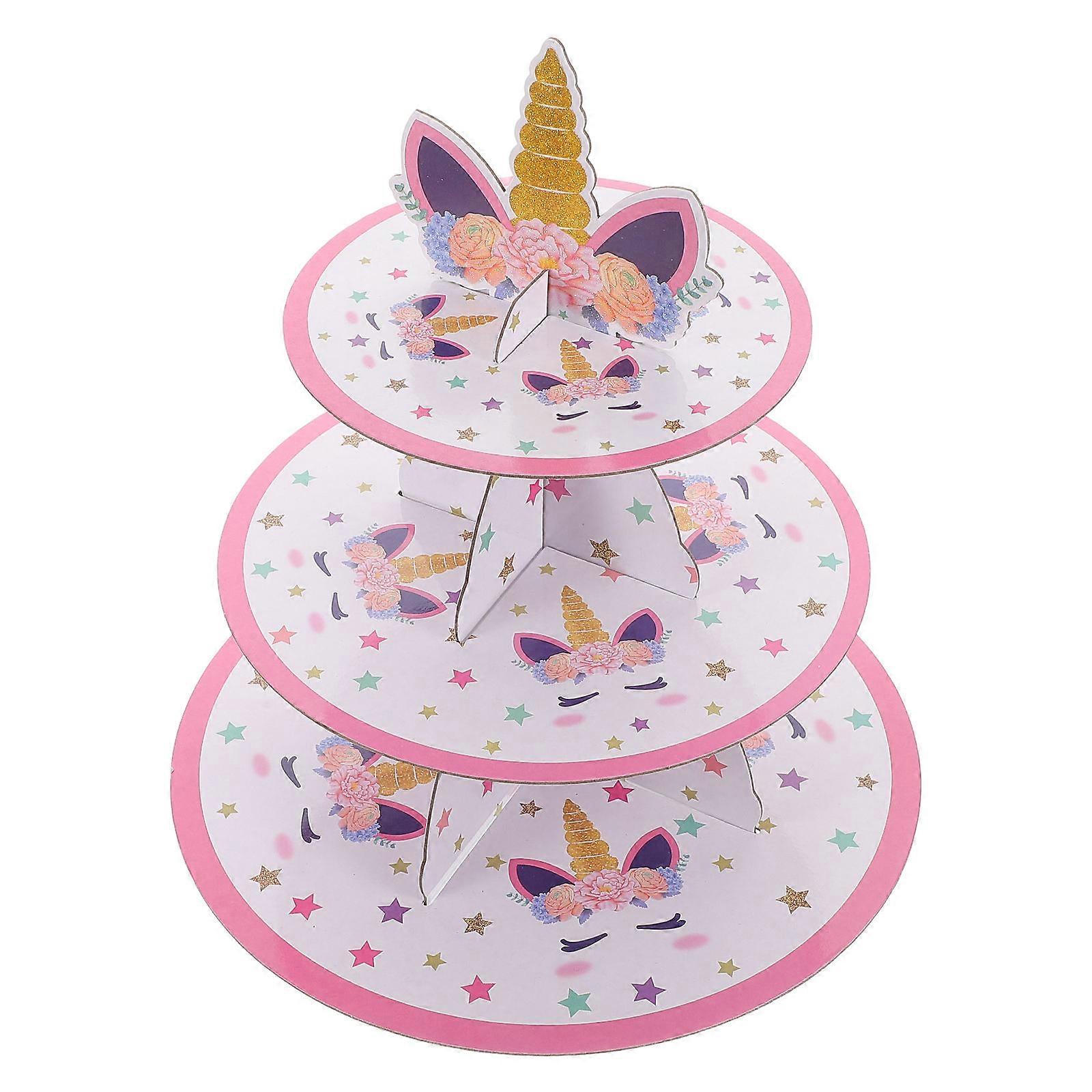 Unicorn Cake Stand Paper Dessert Display Stand for Party Multi Tier Plate