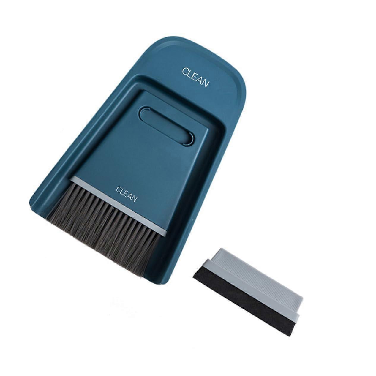 Mini Broom and Dustpan Set with Soft Bristles for Desktop, Table, Home and Office Cleaning – Dark Blue