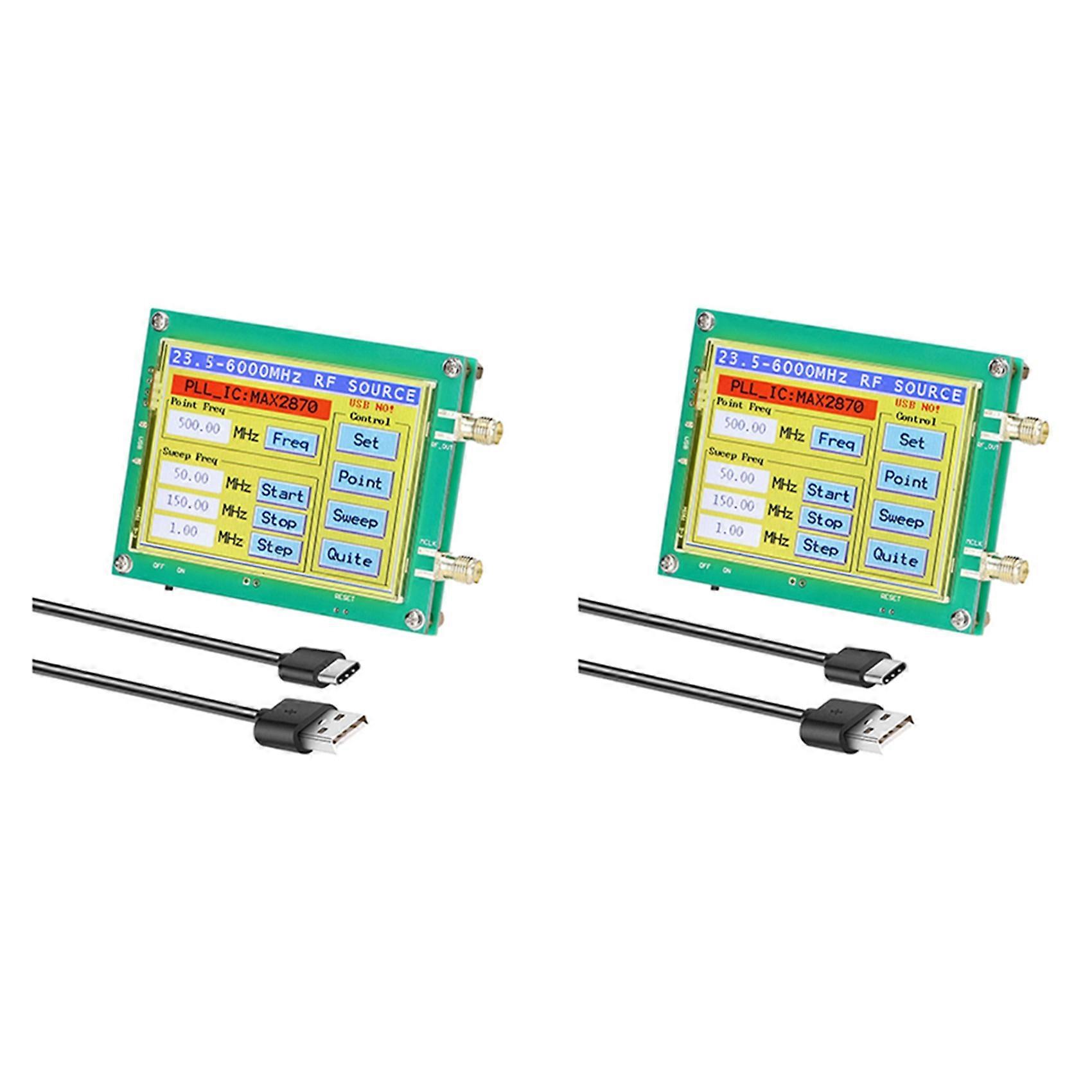 2X MAX2870 23.5-6000MHz Signal Generator 0.5PPM Low Noise Signal Source Touchable Screen PC Software Control PLL VCO
