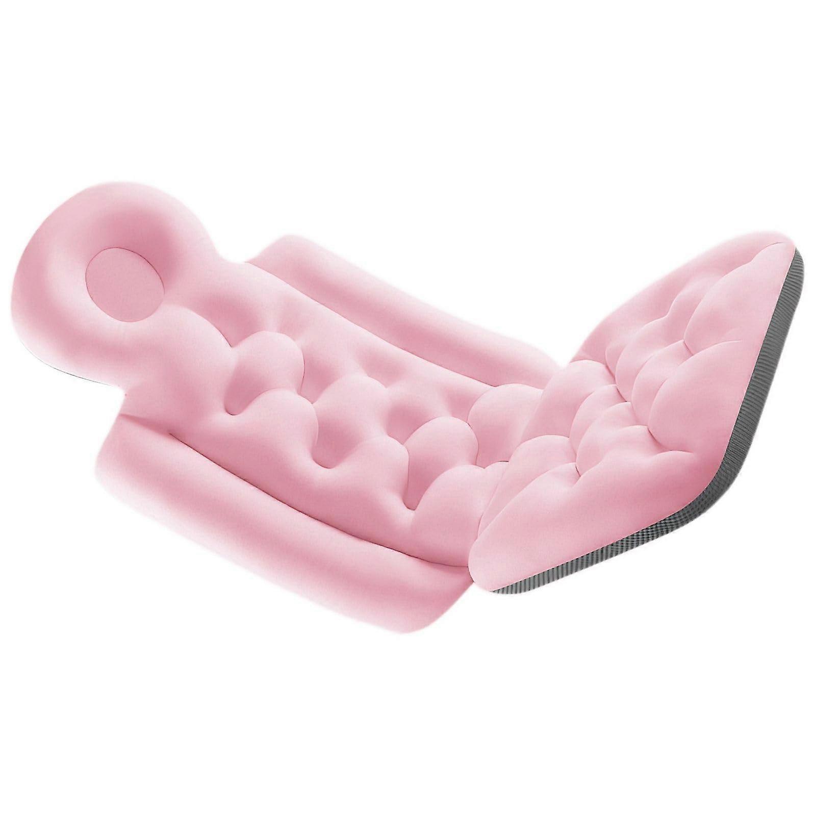 Bath Pillow with Ergonomic Full Back Support and Seat Pad for Comfortable Soaking Tub Pink