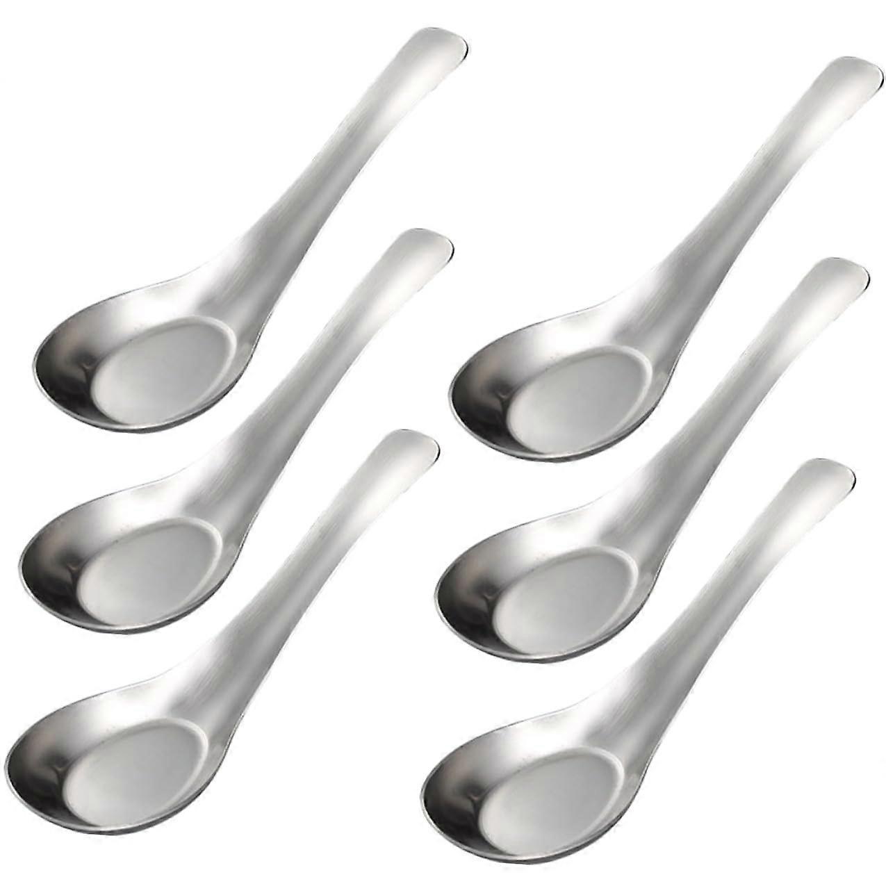 6Pcs Stainless Steel Dinner Spoons Set, HeatResistant RustResistant Soup and Dessert Utensils for Home and Picnic Use