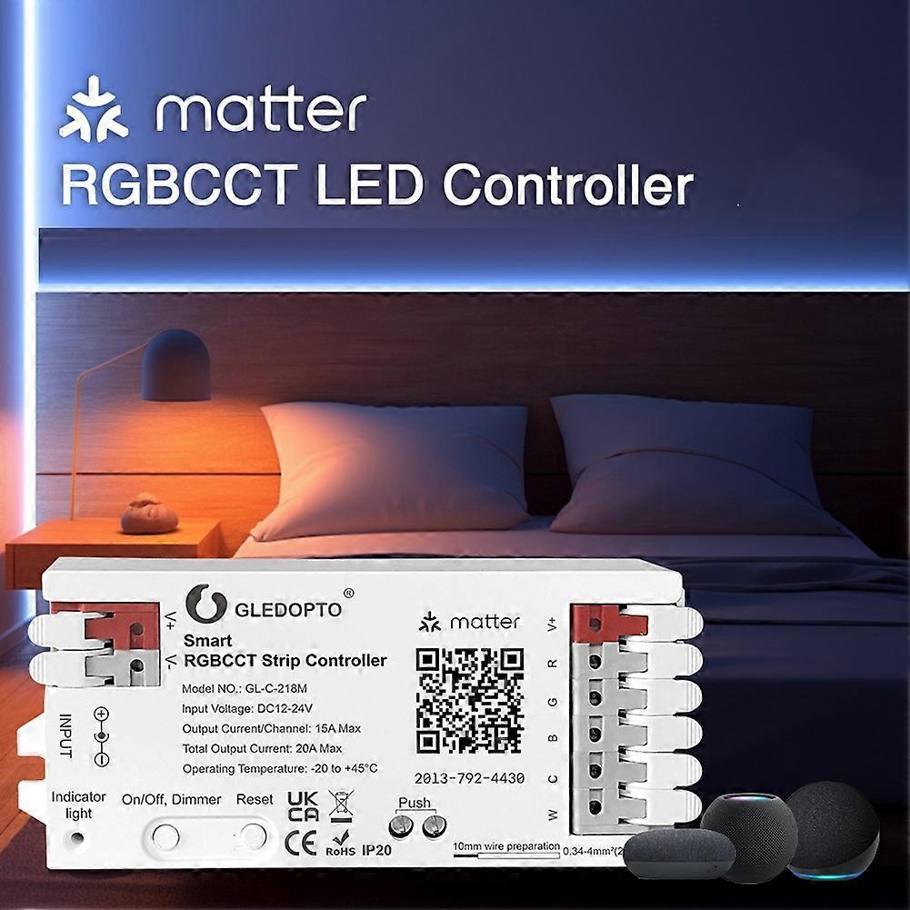 GLEDOPTO Matter Protocol RGBCCT LED Controller RGBCW Light Strip Controller Compatible with Amazon Google Apple APP