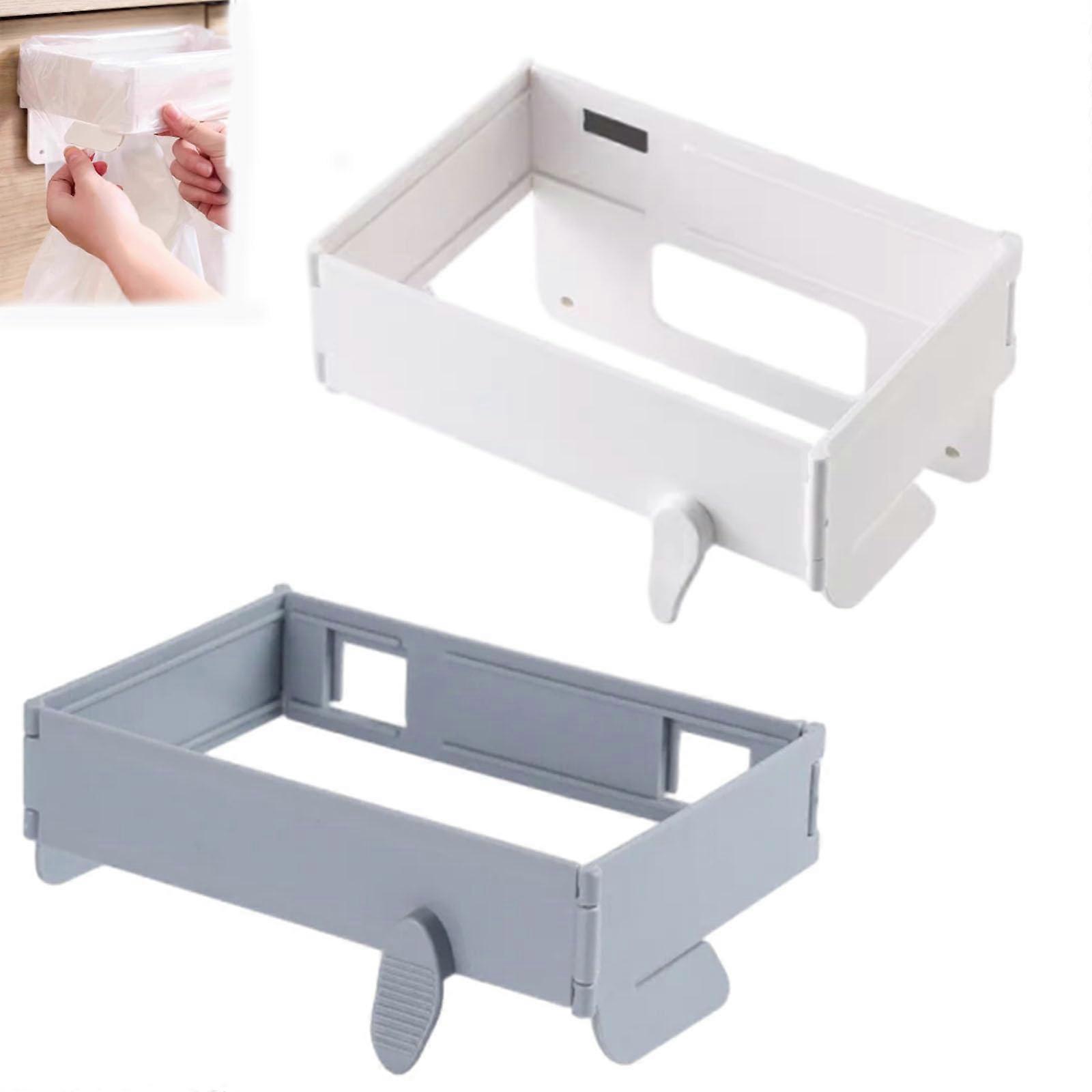 Foldable Kitchen Cabinet Trash Bin with Odor Control and Wide Opening, Gray and White