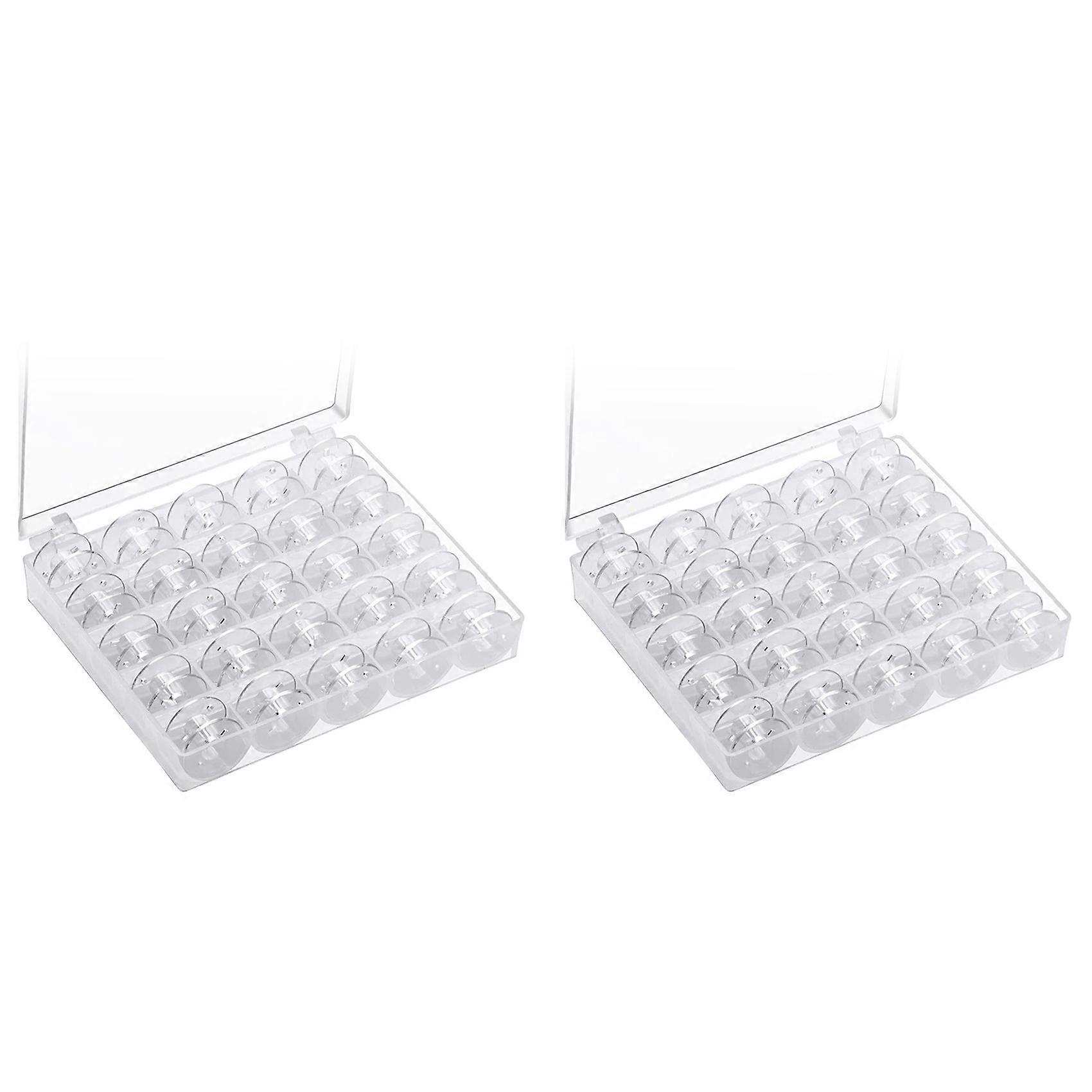 50Pcs Sewing Machine Bobbin, Universal Sewing Bobbins Plastic Sewing Machine Bobbin with Storage Box