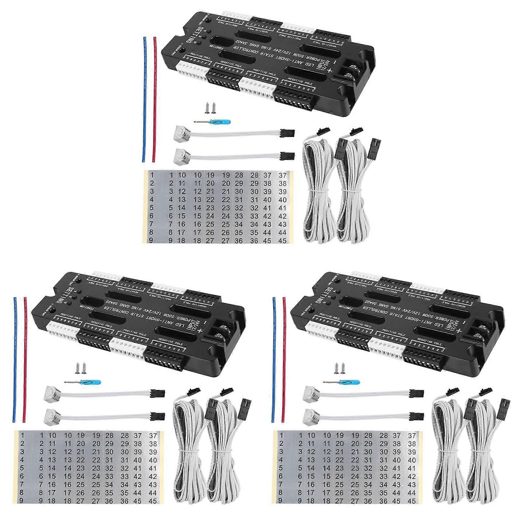 3X for Stairs Flexible Strip Indoor LED Motion Sensor 32 Channels Adjustable Brightness DC 12V 24V Light Controller