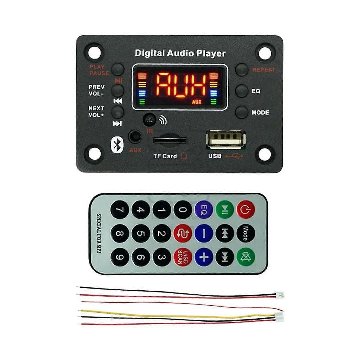 Bluetooth Audio Decoder Board with Bluetooth 5.0, Dual 40W Stereo, FM Radio, APE FLAC Car MP3 Player Module