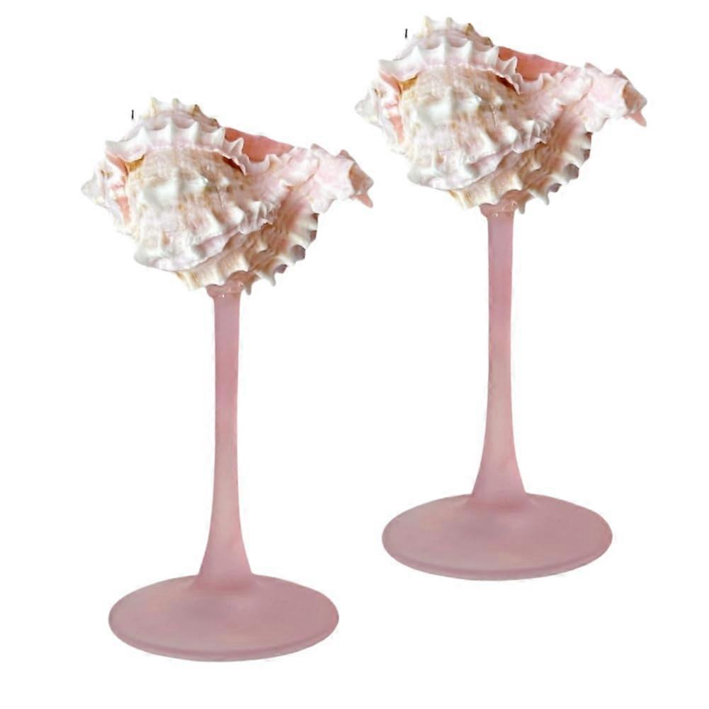 2 Pack Handmade Sea Shell Wine Glasses with Elegant OceanInspired Design for Beach Wedding Party (Pink)