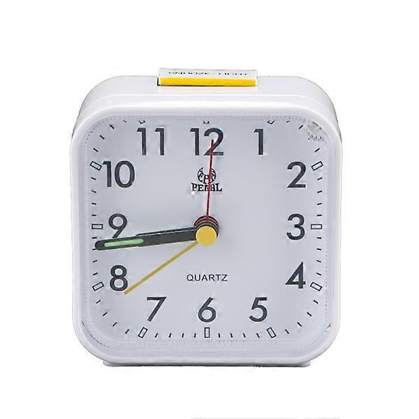 Silent analog alarm clock - white