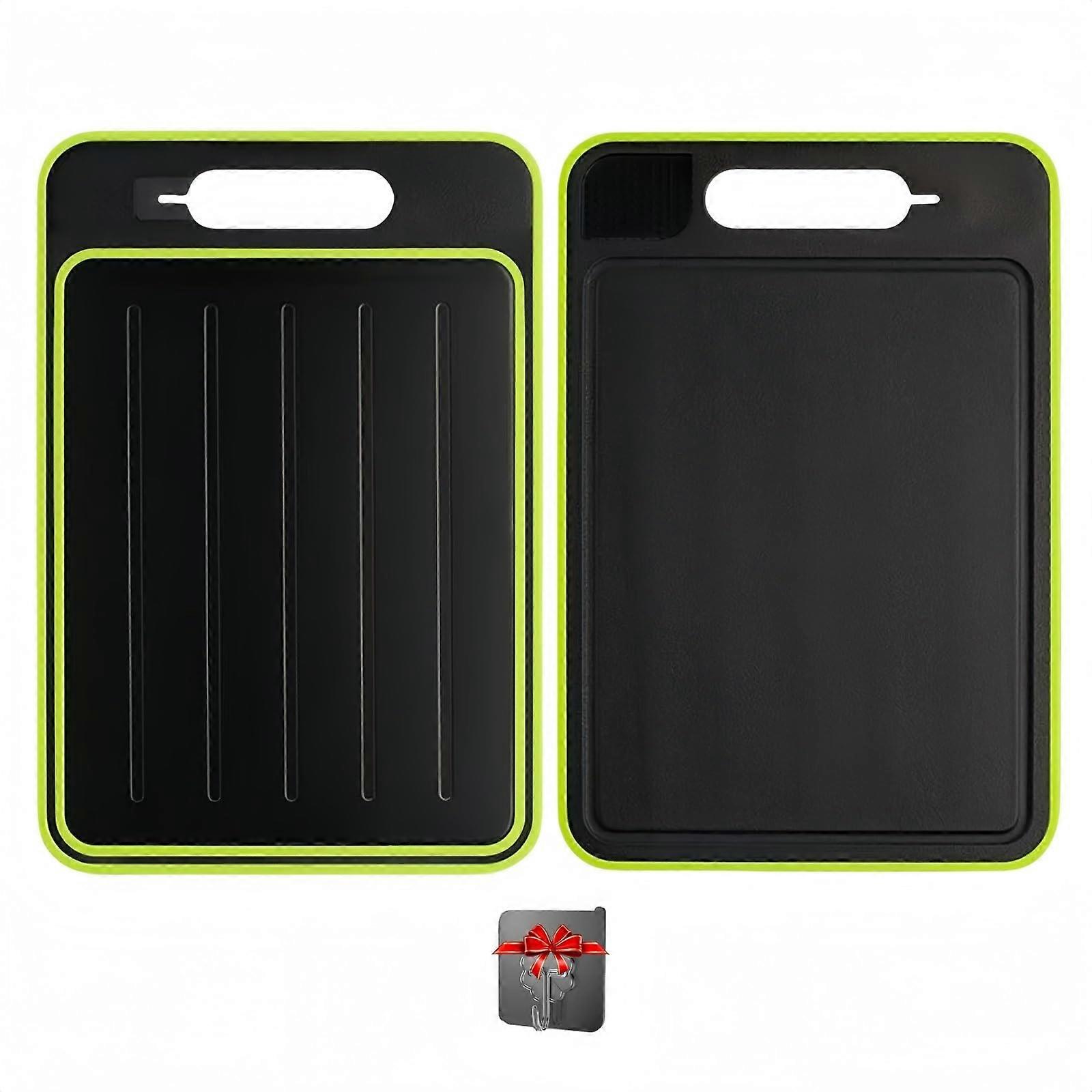 4 in 1 Frozen Meat Thawing Tray with Cutting Board, Knife Sharpener and Grinder, Black