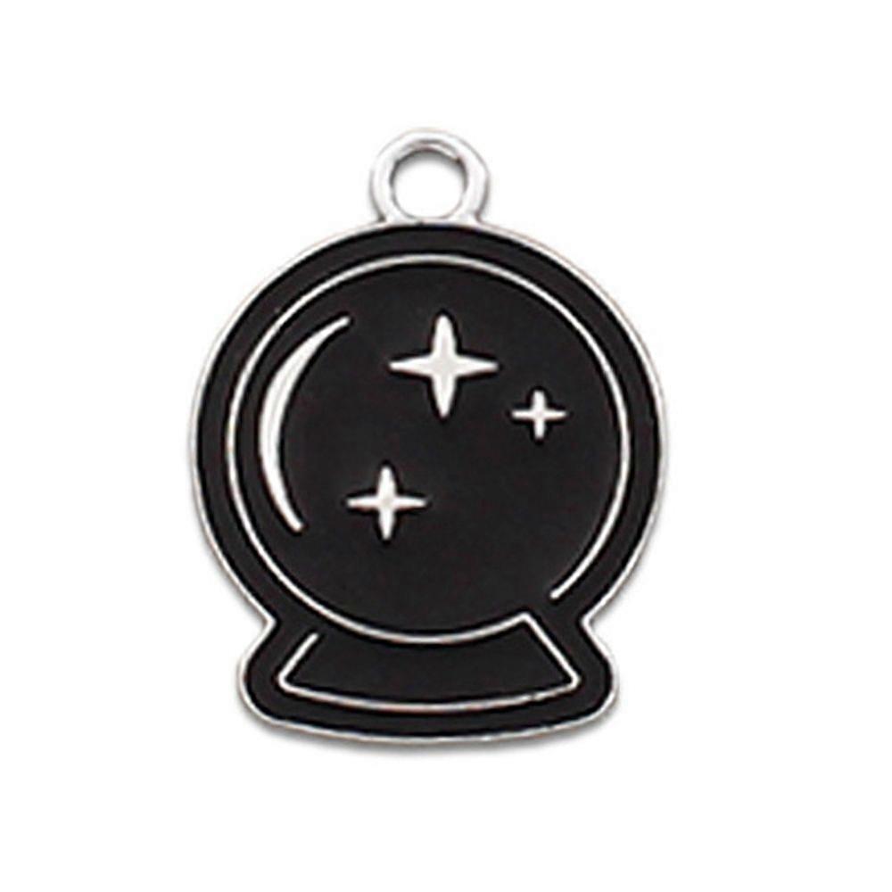 Alloy Enamel Pendants Platinum Ball Pattern 22x16.5mm