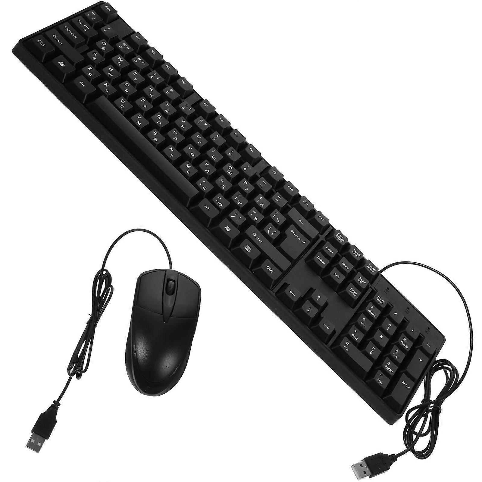1 Set Wired Keyboard and Mouse Combo Russian Character Keyboard and USB Mouse