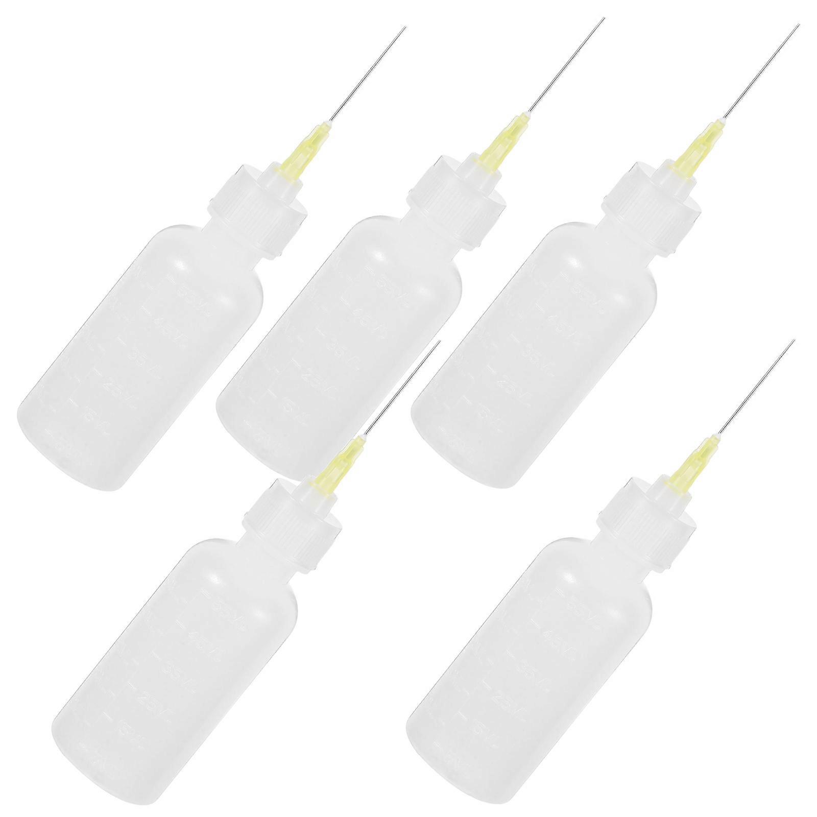 Needle Tip Applicator Bottles for Glue 5Pcs Transparent Plastic Bottles