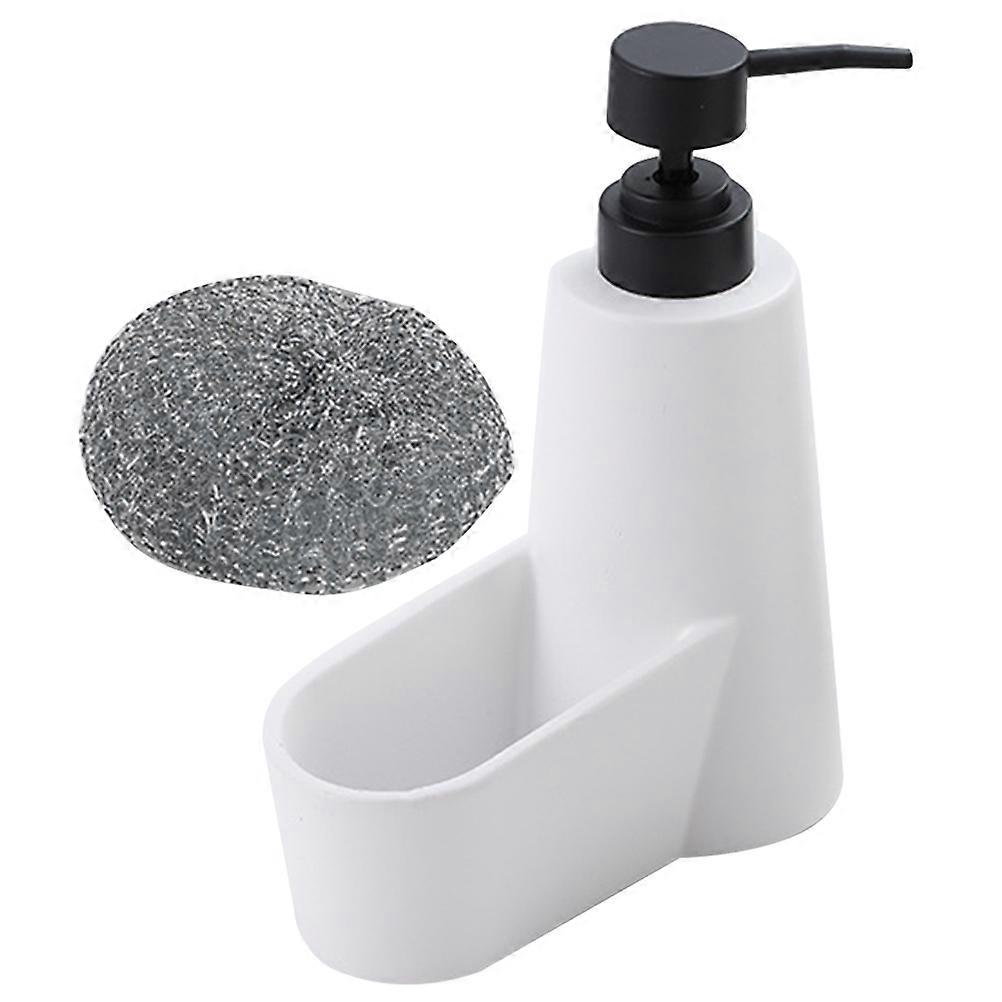 Kitchen Soap Dispenser with Sponge Holder for Storage Use White Resin