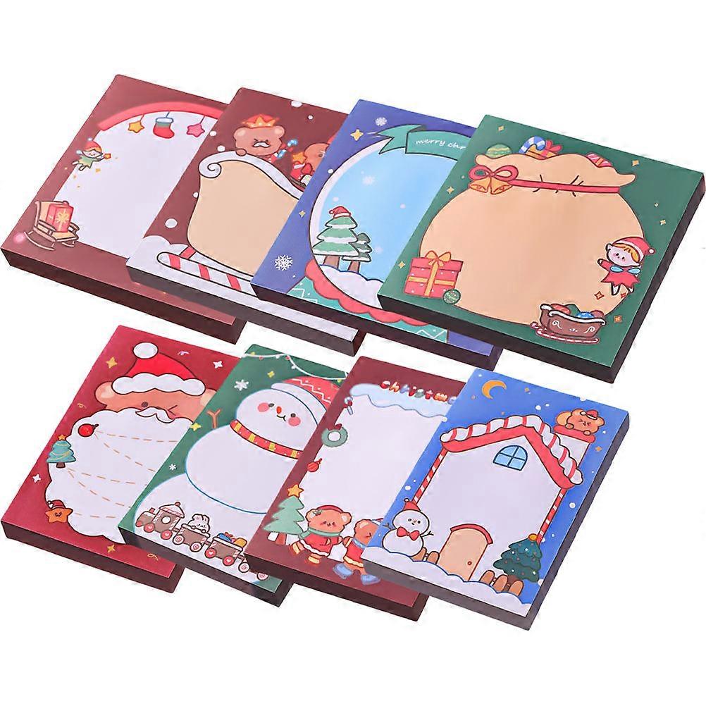 Cartoon Note Pads for Writing 8Pcs Christmas Memo Stickers Multi-Function Note Supply