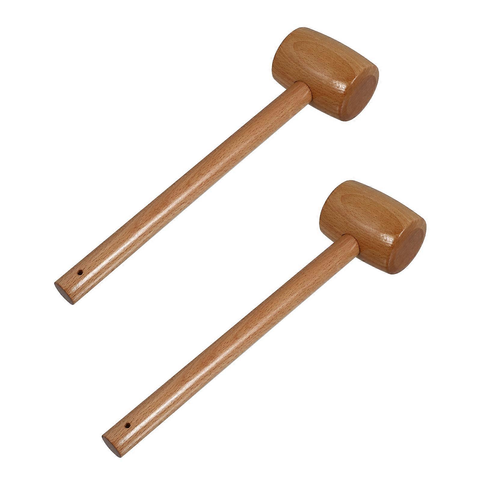 Wooden Crab Mallet for Cracking Seafood Shells 2Pcs Light Brown Beech