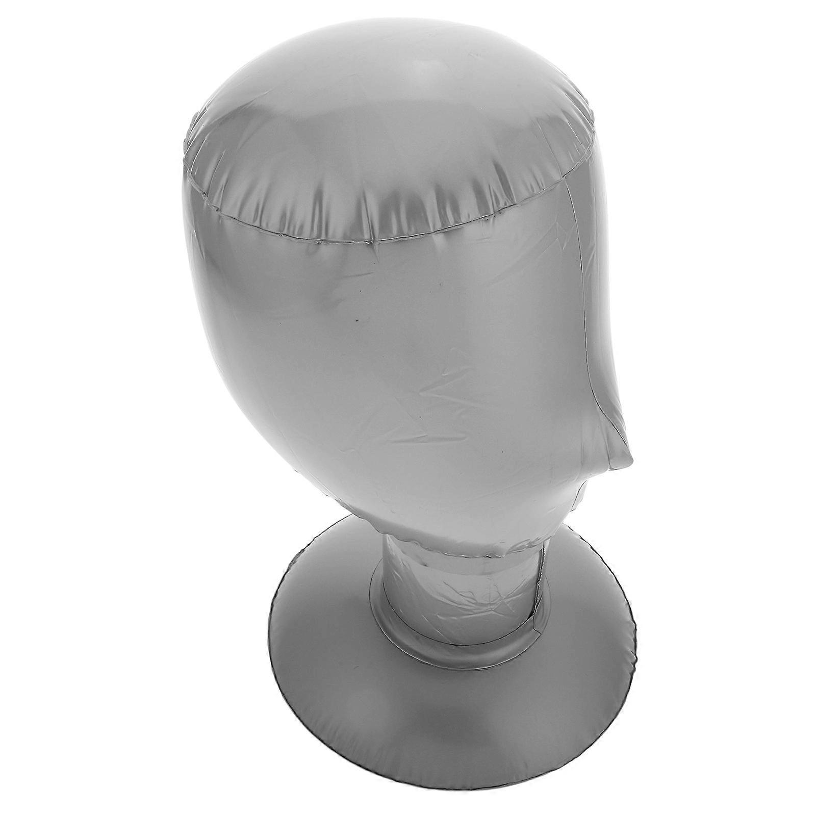 Silver Inflatable Mannequin Head for Wig Holder Display 4Pcs Plastic