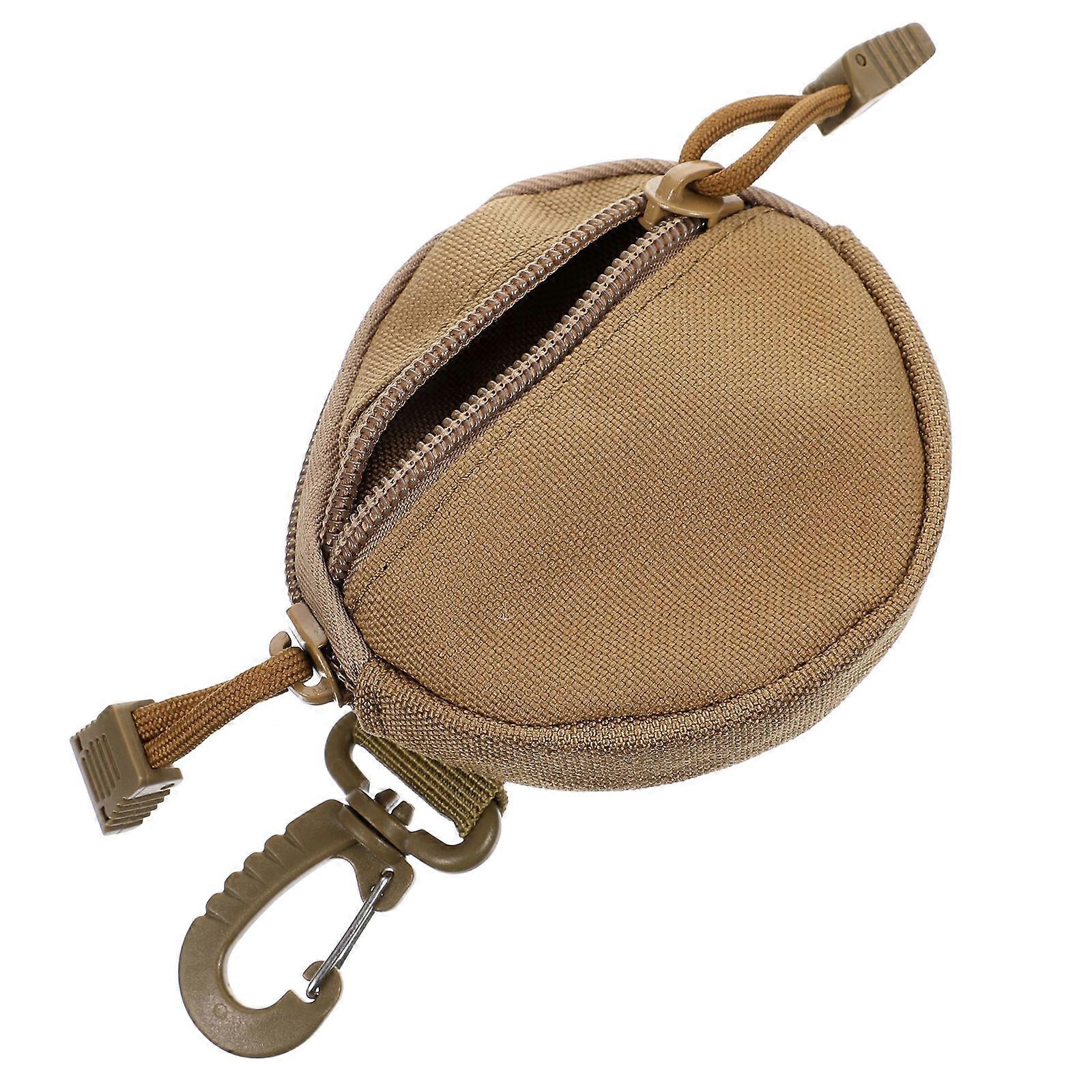 Polyester Coin Purse Utility Pouch for Storage with Hook Brown