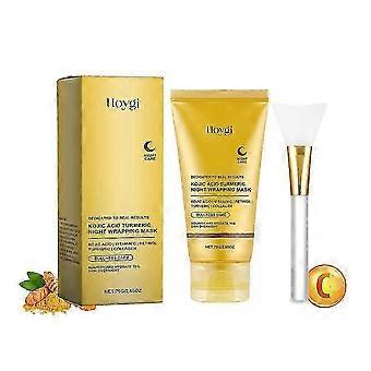 2026 1/2/3X Maschera avvolgente notturna all'acido cogico e curcuma, maschera viso staccabile con pennello