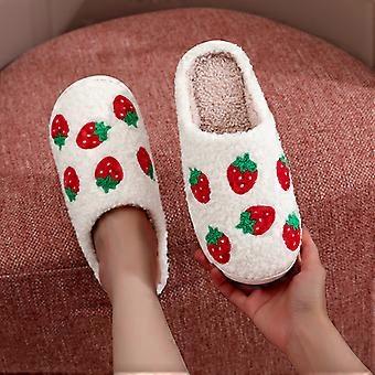 Best-Selling Warm Winter Strawberry Cotton Slippers For Couples, Men And Women, Thick Sole, Soft Bottom, Extra Thick, Non-Slip,  Dropshipping