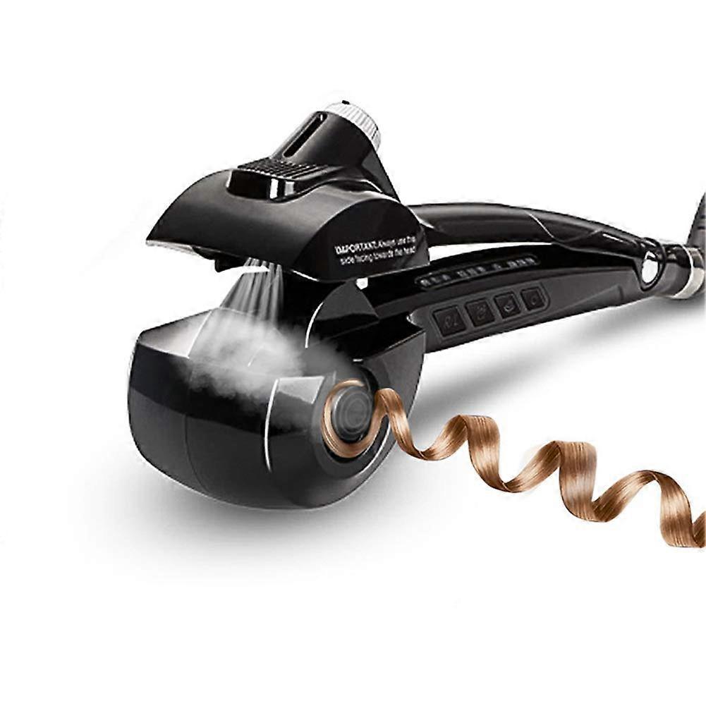 Automatic Spray Hair Curler with AntiTangle Sensor and LED Display, Professional Black Styling Tool
