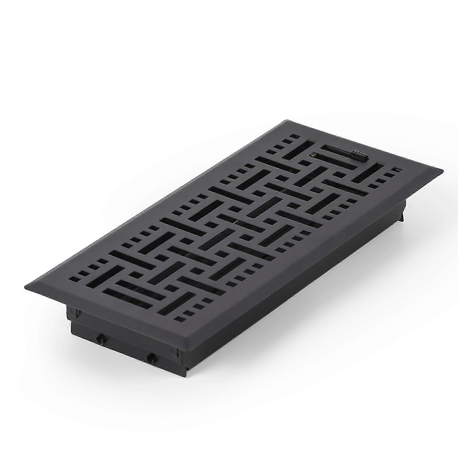 Black Heavy Duty Rust Proof Floor Vent Cover 4x10 with Classic Checkered Design Adjustable Register