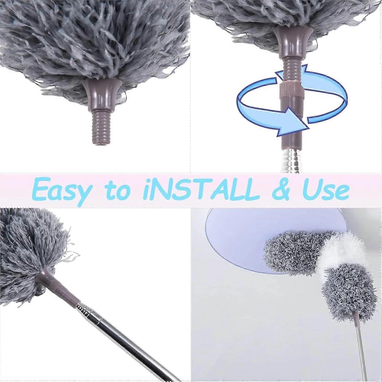Extendable Microfiber Duster with Long Handle for  Ceilings and Spider Web Removal, 2pcs