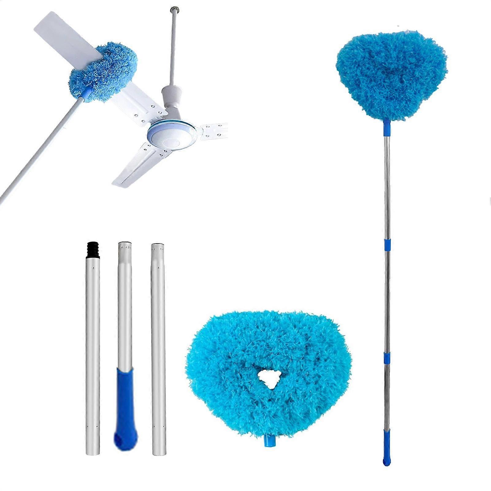 Ceiling Fan Duster with ExtraLong Extendable Pole and Tilted Dual Brush Head for  Ceilings