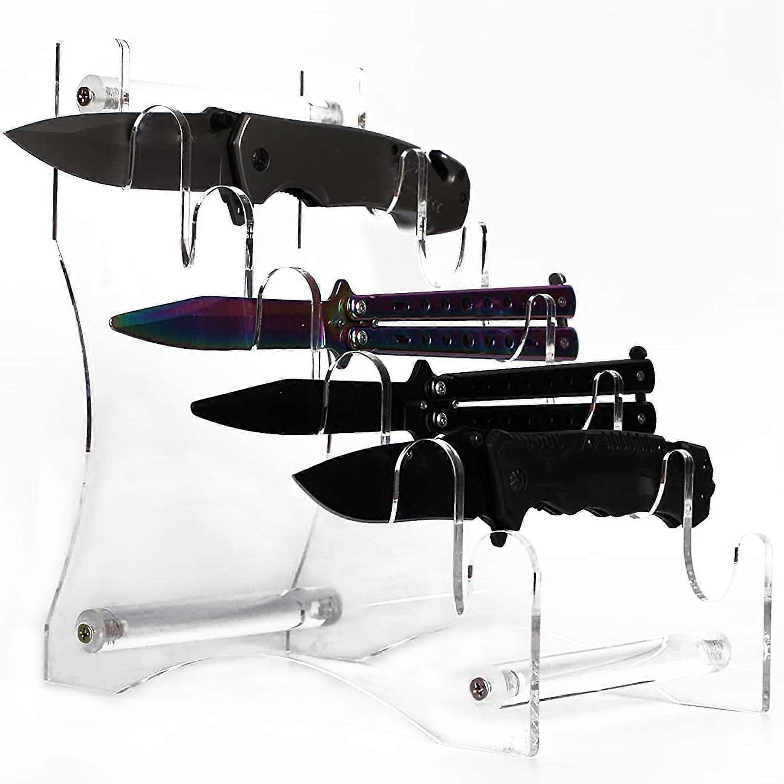 Acrylic Knife Holder Clear 6Layer Transparent Organizer Stand Durable Countertop Storage Rack