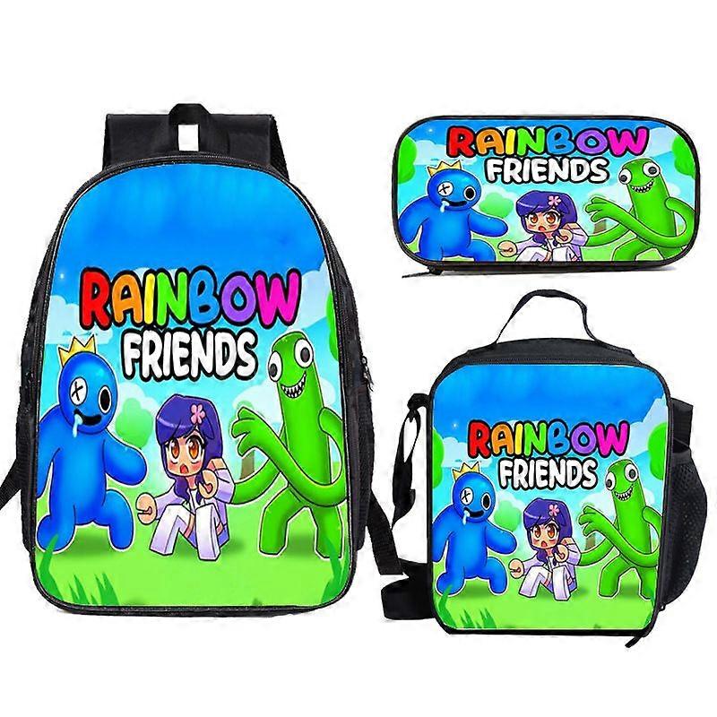 Rainbow Friends Student Schoolbag, Boy Girl Backpack Three-piece Set