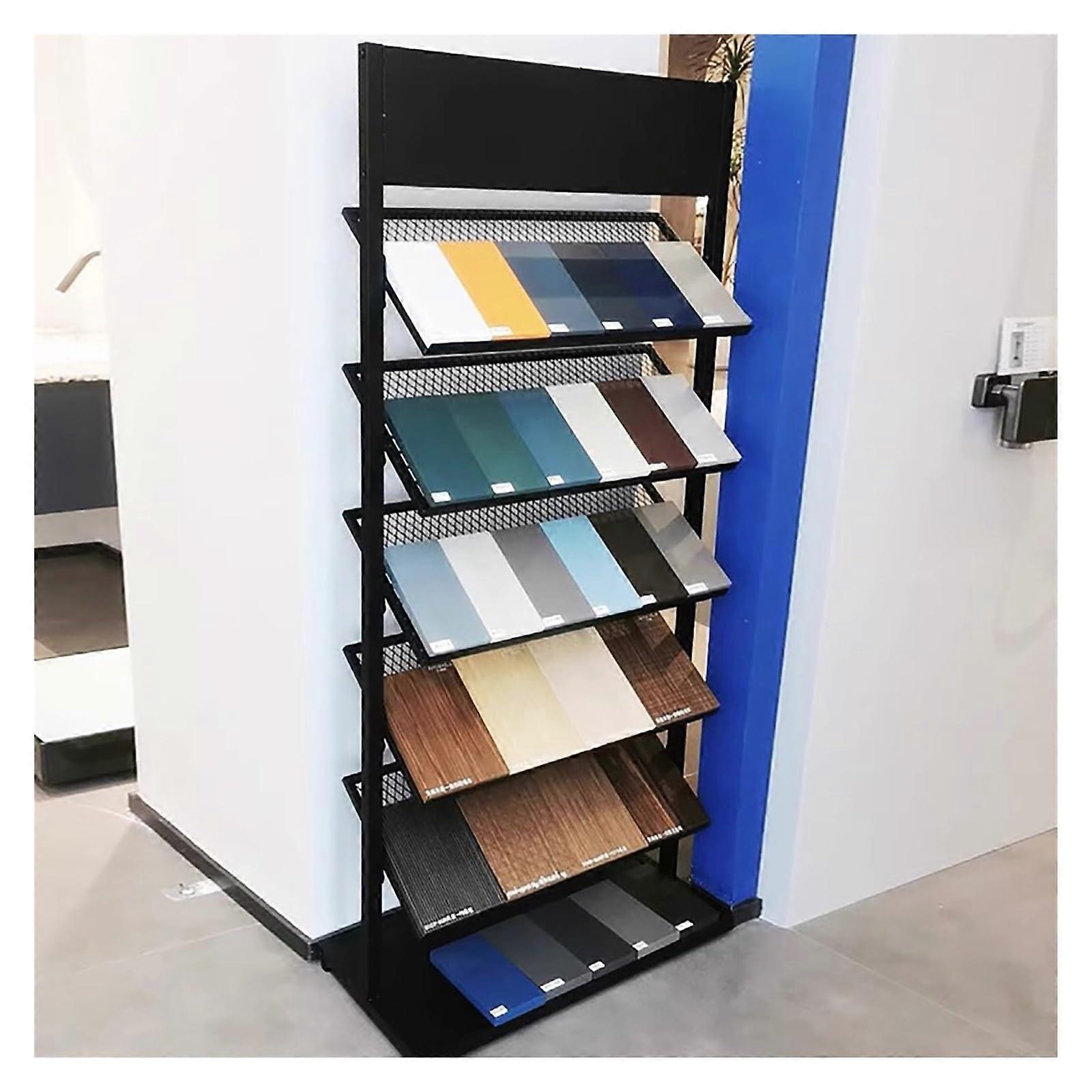 Freestanding Metal Floor Tile Display Rack, 5Layer SpaceSaving Stand for Showrooms