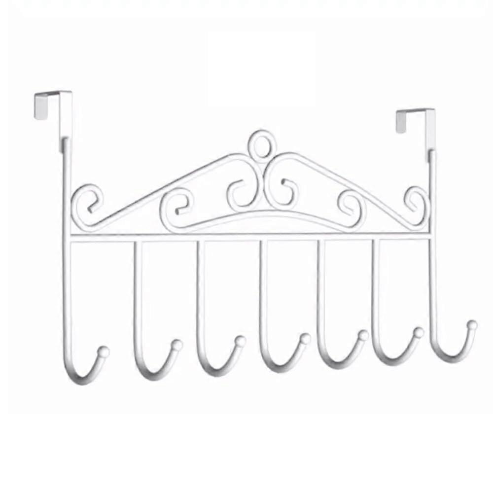 Wall Mounted Coat and Hat Rack, Over The Door Hooks, Durable Iron Frame, NoDrill, SpaceSaving, White