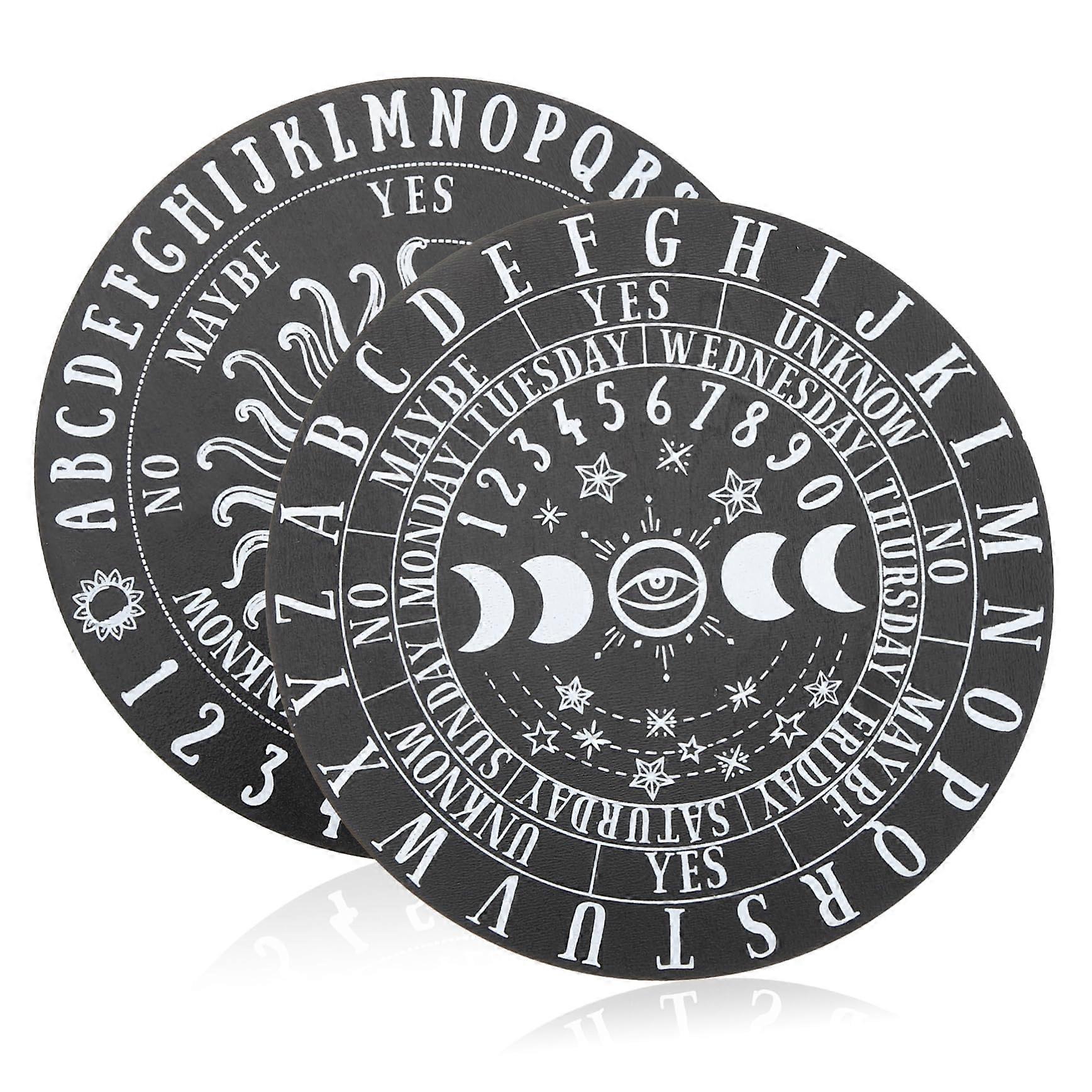 Pendulum Board Set with Clear Carved Patterns for Tarot Divination and Dowsing, Lightweight Wood