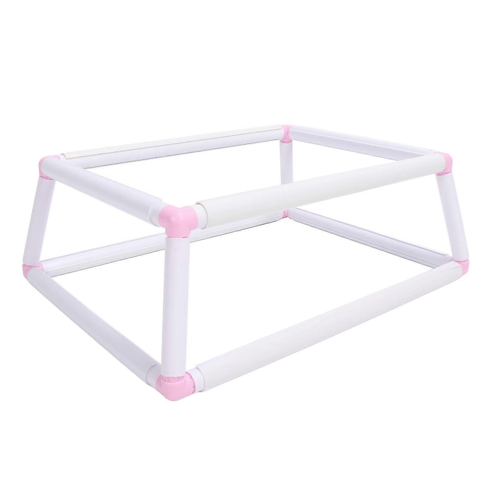 Double Layer Embroidery Hoop Stand with Clamp Holder, Adjustable Frame for Needlework and Home Use (White)